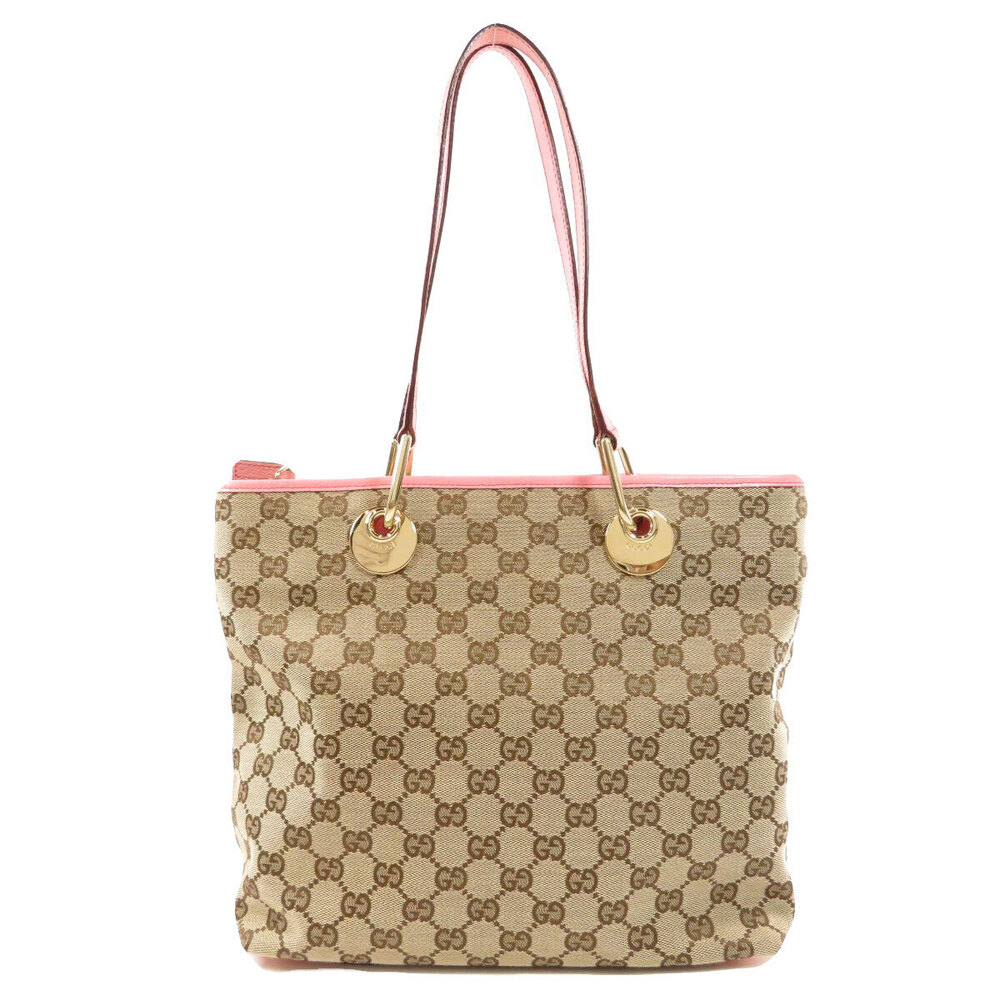 Gucci GG Canvas Eclipse Tote Shoulder Bag Beige Pink - Picture 11 of 11